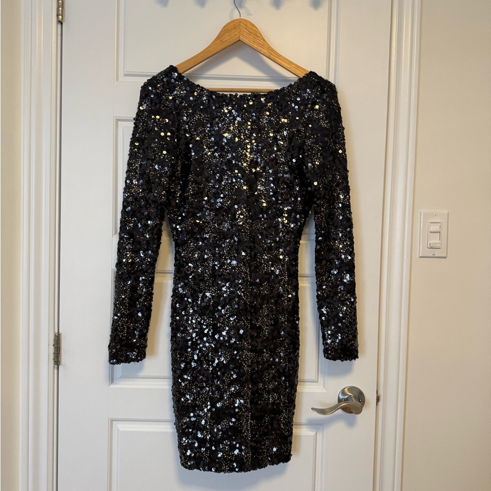 Soky & Soka black sequin open back dress